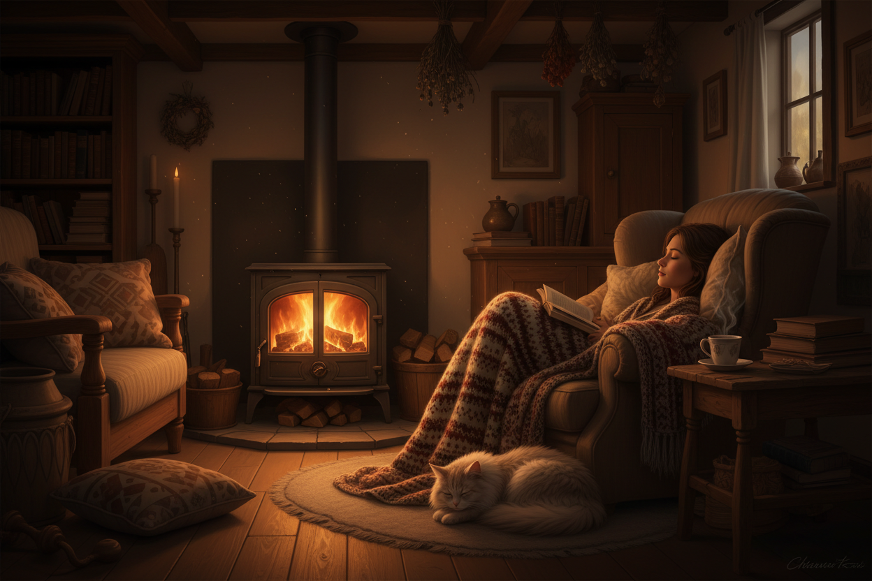 stove warmed and women sleeping 